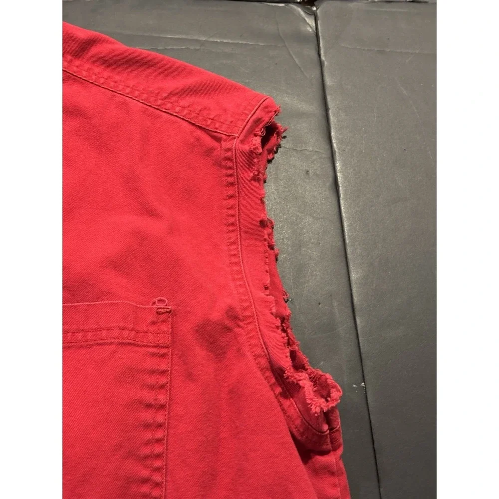 Vintage Levi's Jeans Red Denim Sleeveless Button-Up Shirt Red Large